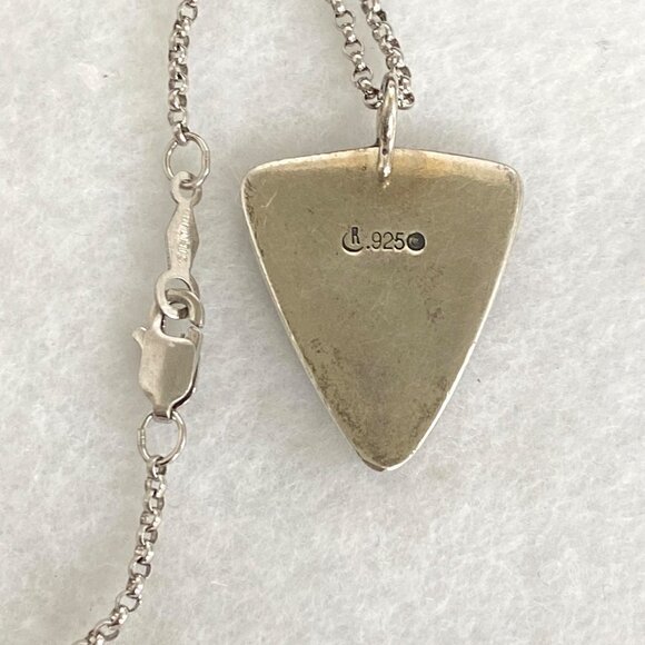 Sterling Silver 925 Relios Carolyn Pollack Green Stone MOP Pendant Necklace 18" - Picture 9 of 16